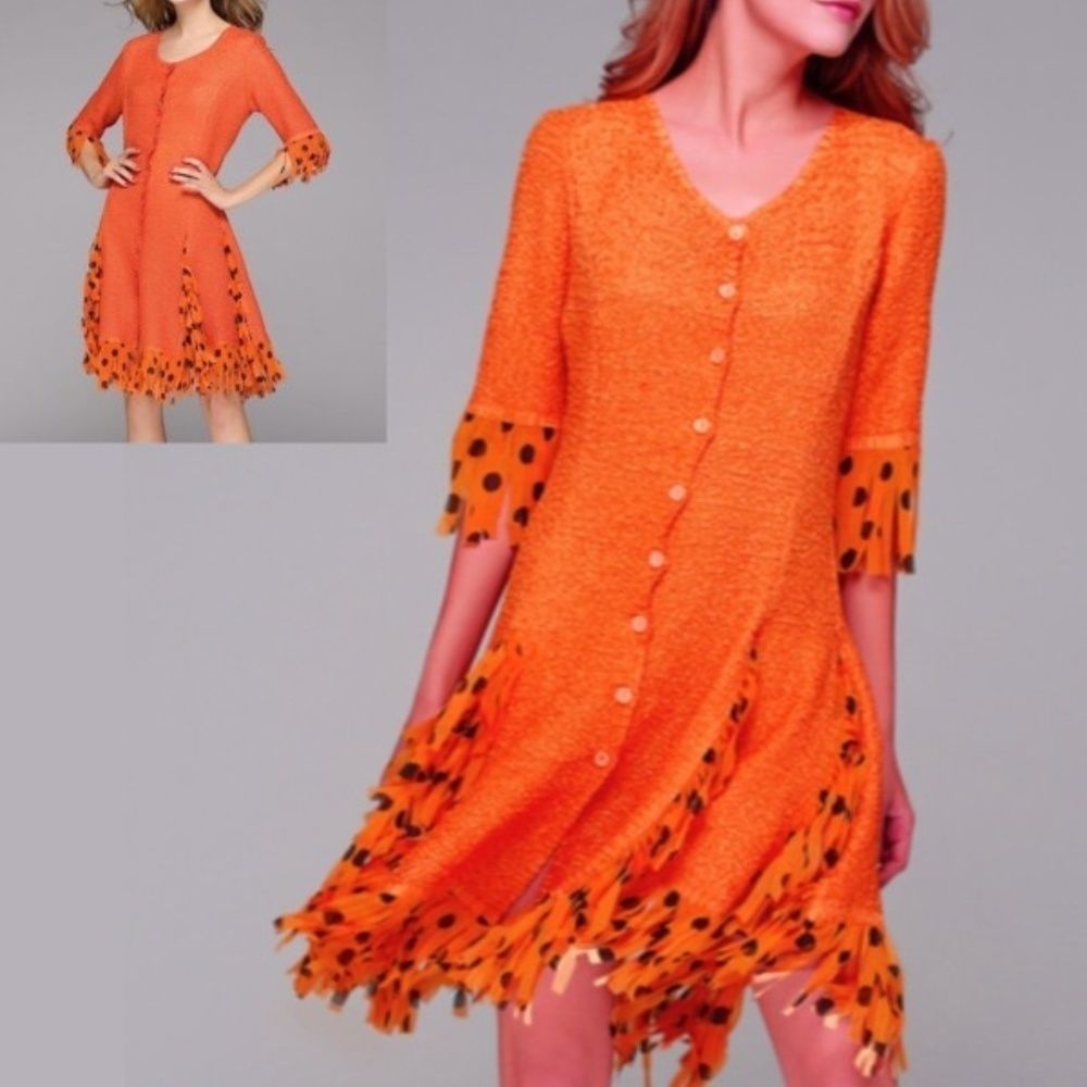 Jerry T Stretch & Fringe Party Dress Halloween M